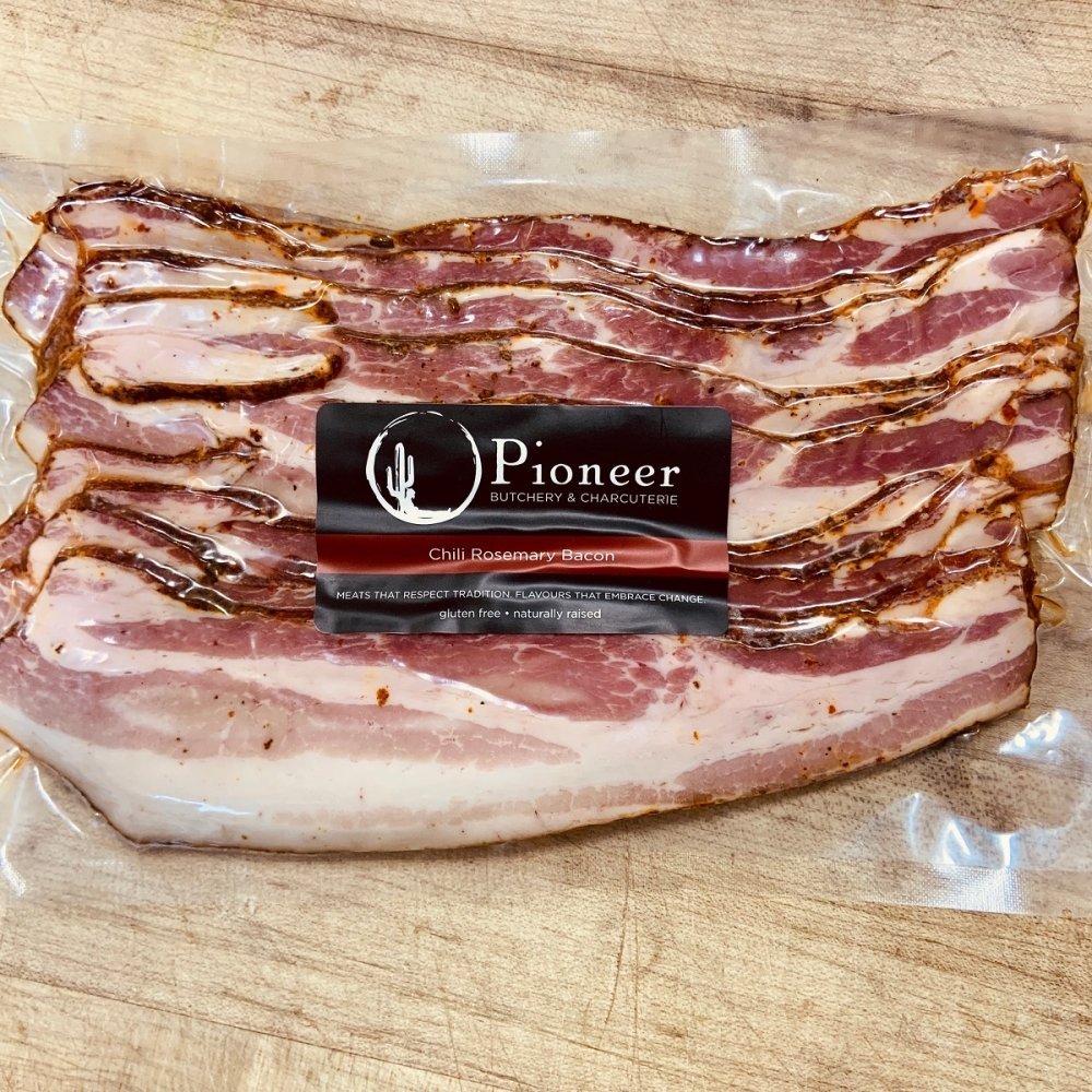 GotoPopupYYC - Pioneer Butchery - Chili Rosemary Bacon - Dry Cured - 300g -Pioneer-CHBCN-SMK-001
