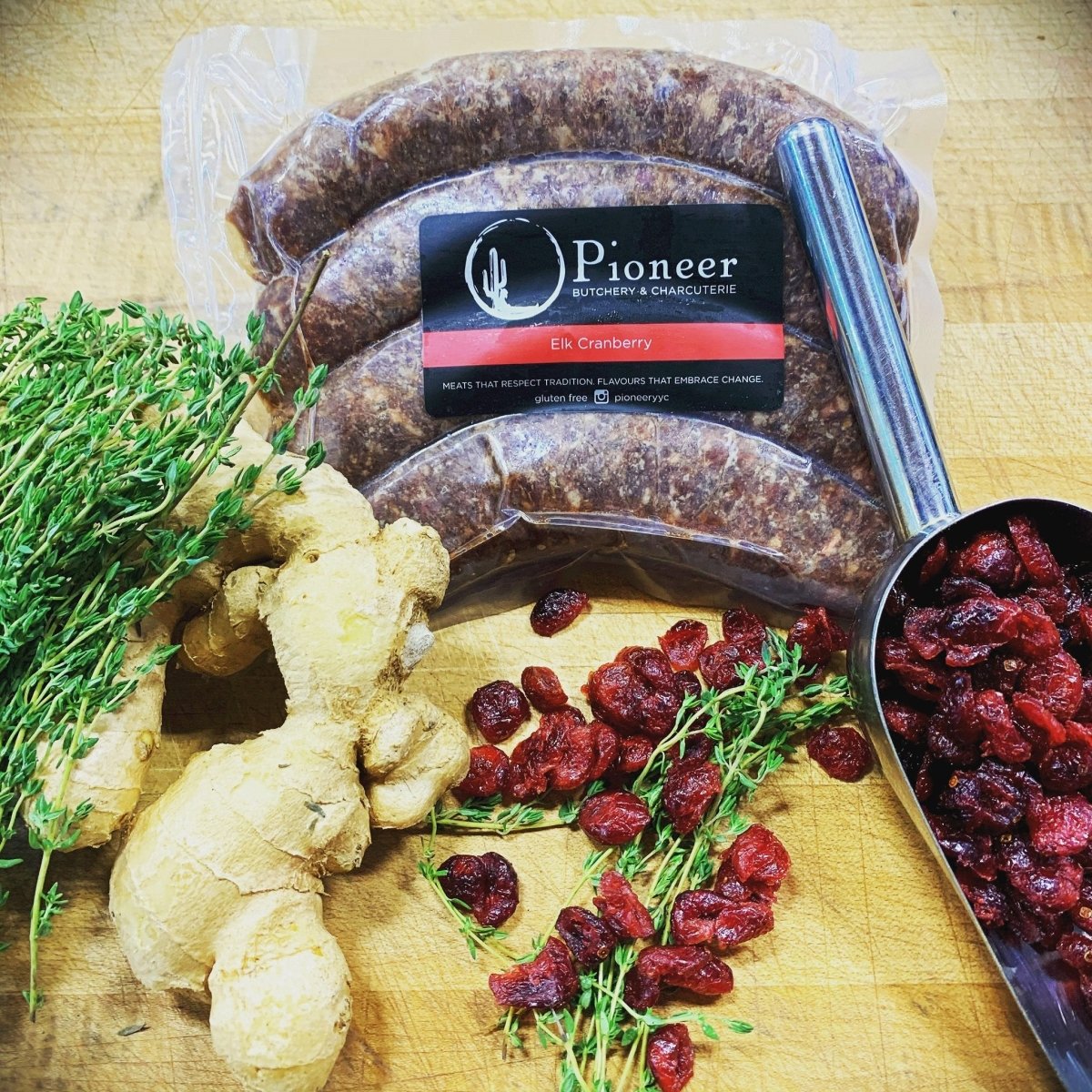 GotoPopupYYC - Pioneer Butchery - Sausage - Elk Cranberry - 500g -Pioneer-SSG-LK-001