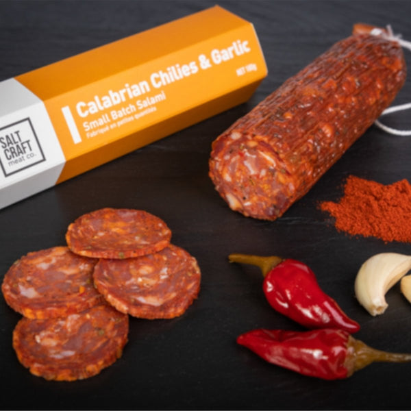 GotoPopupYYC - Salt Craft Meat Co. - Calabrian Chilies and Garlic Salami - 180g -SCMC-CCG-0001